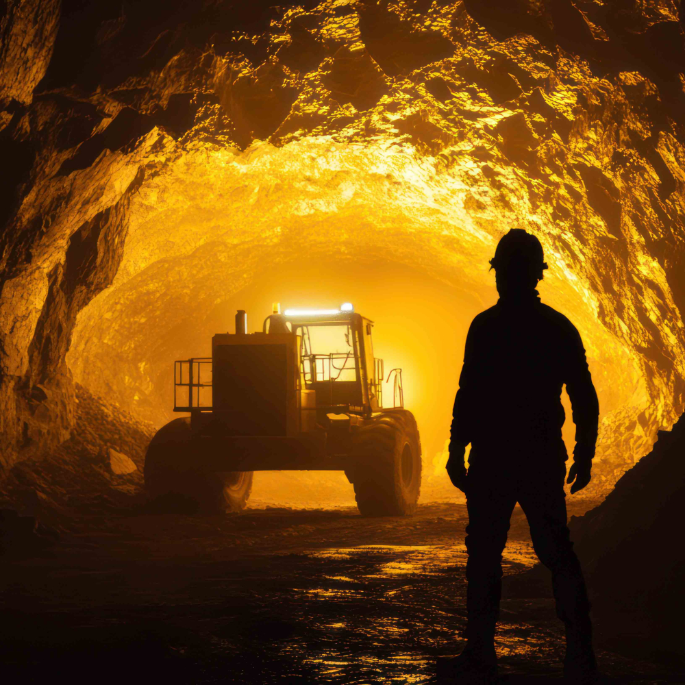 Silhouetted Figure in a Mine Tunnel